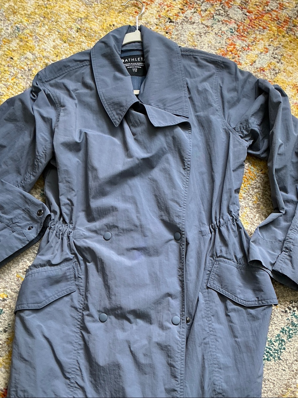 Athleta Slate Blue Lightweight Trench Coat